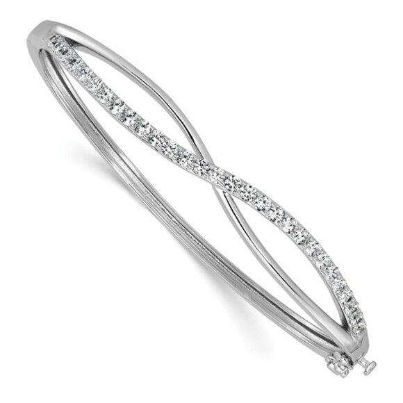Sterling Silver Cubic Zirconia Infinity Hinged Bangle